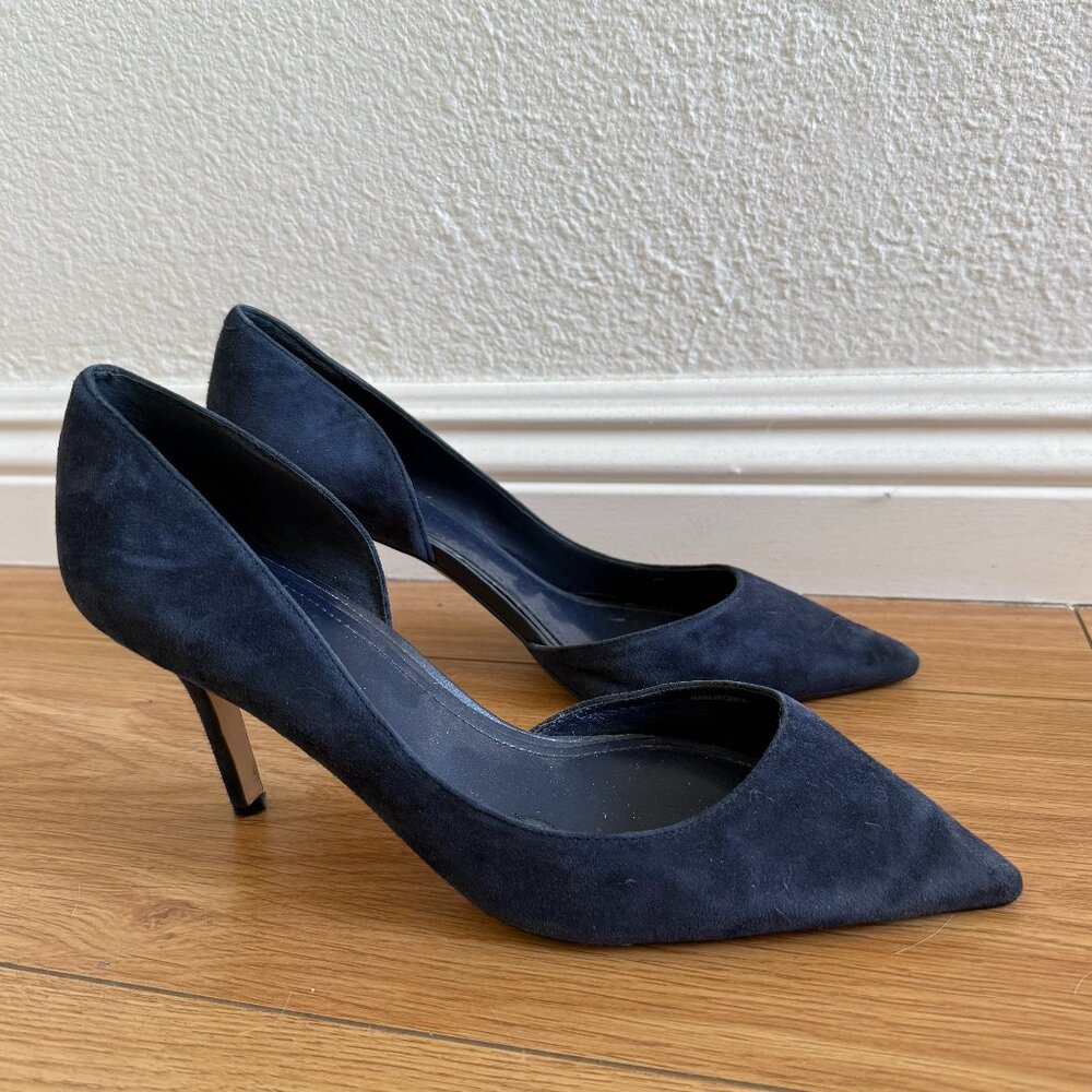 White House Black Market Navy Blue Suede Heels